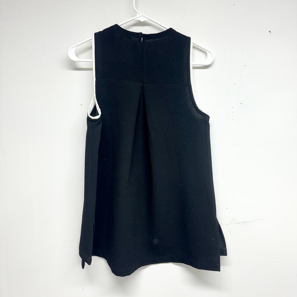 MADEWELL Women Black Crepe Canal Piped White Trim Tank Top Size XS - Picture 4 of 4